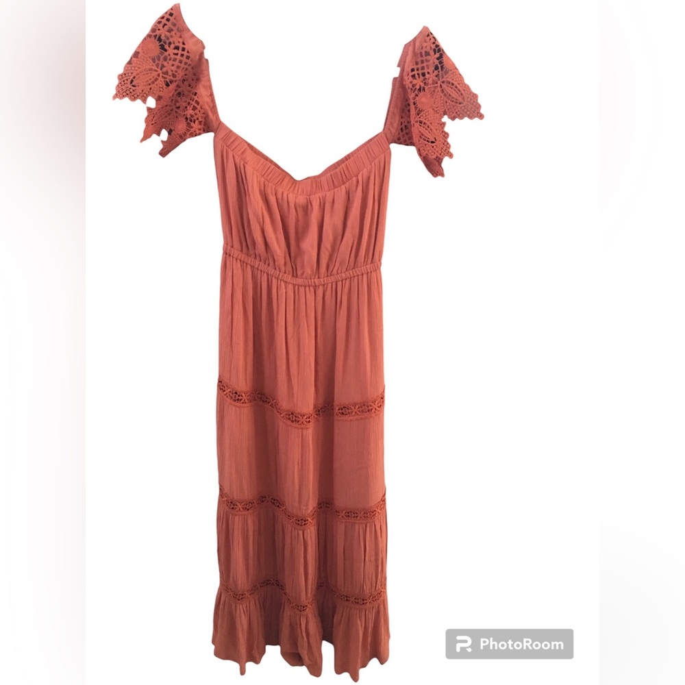 NWOT Shinestar Coral  Fairy Whimsical Boho Maxi Dress Sz M